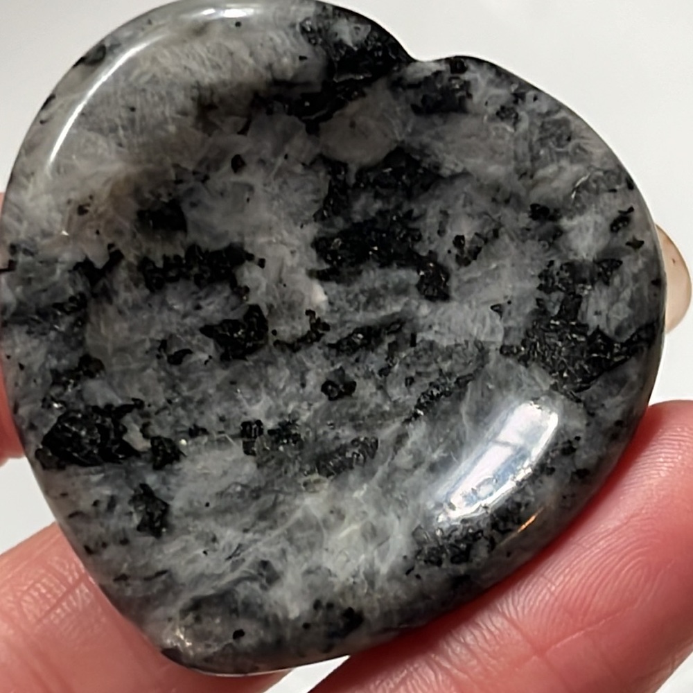 Genuine Larvikite Worry Stone Heart
